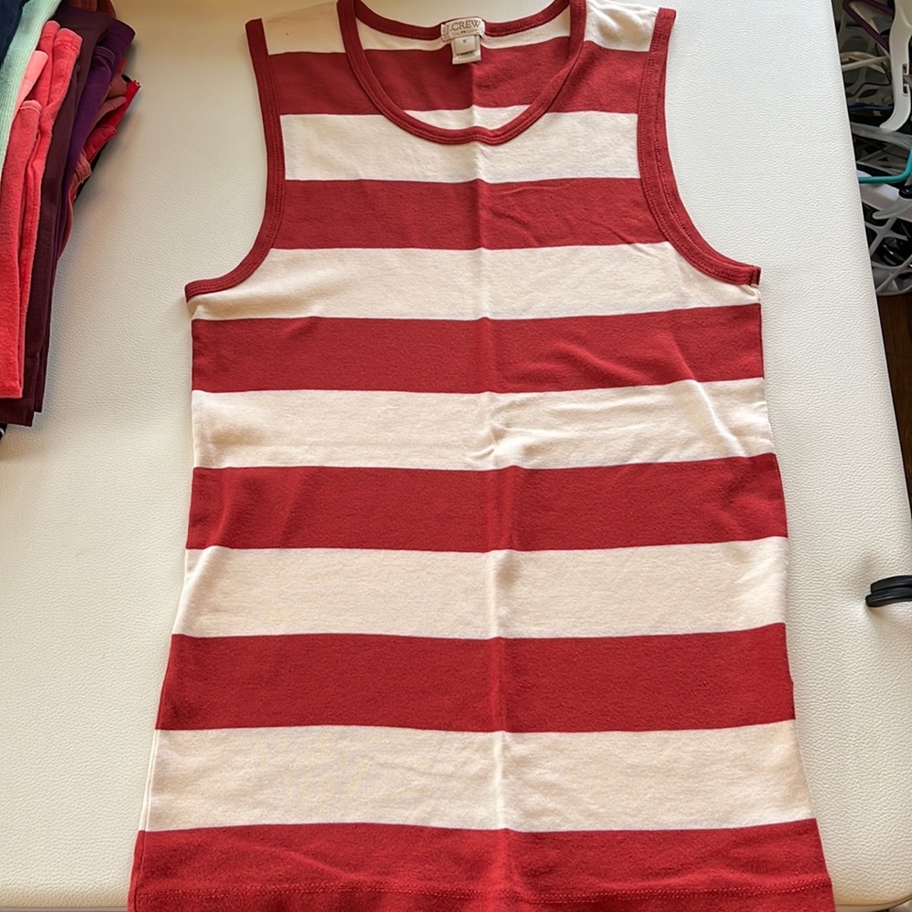 J. Crew rust and cream striped tank top